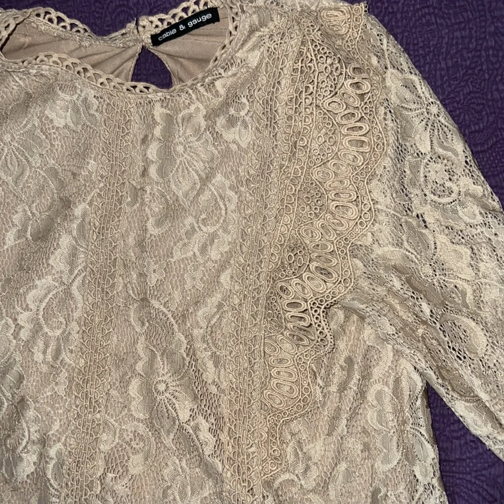 Tan Lace Ruffle Blouse - Picture 4 of 4